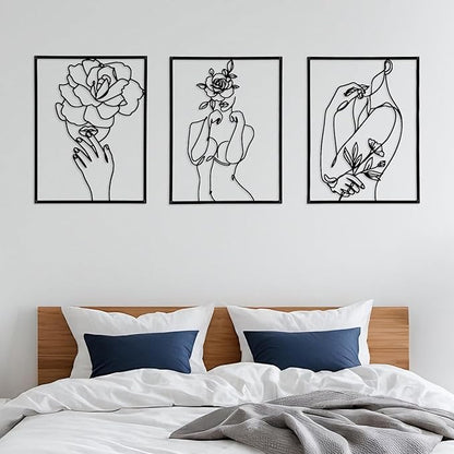GOKURVG Wall Decor 3pcs Wall Art Modern Wall Sculpture Wall Decor for Living Room Wall Art Decor Abstract Wall Decor Decorative Wall Hanging Decor for Indoor Wall Decor Black