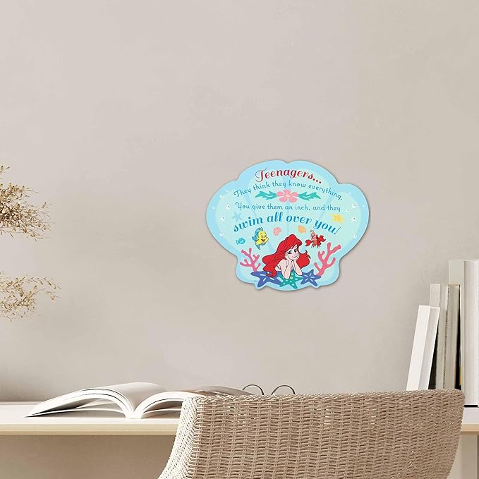 Open Road Brands Disney The Little Mermaid Teenagers Wood Wall Decor - Funny Sebastian Quote Wall Art with Undersea Scene