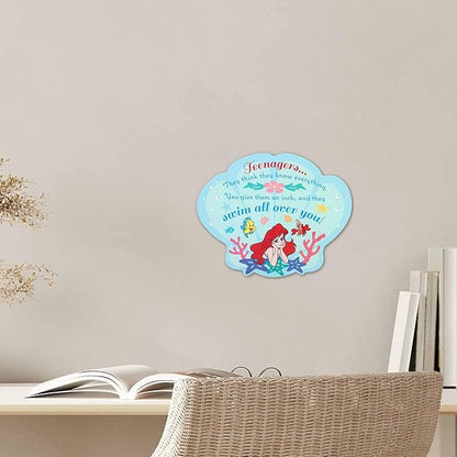 Open Road Brands Disney The Little Mermaid Teenagers Wood Wall Decor - Funny Sebastian Quote Wall Art with Undersea Scene