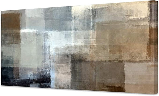 Baisuart Canvas Prints Abstract Wall Art Print Paintings Grey and Brown Stretched Canvas Wooden Framed for living Room Bedroom and Office Home Decor Artwork 20x40inch