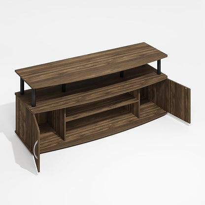 Furinno Jaya TV Stand, Entertainment Center, TV Console, for TV up to 55 Inch, with 2 Doors and Cable Management Holes, for Living Room, Bedroom, Brown Walnut