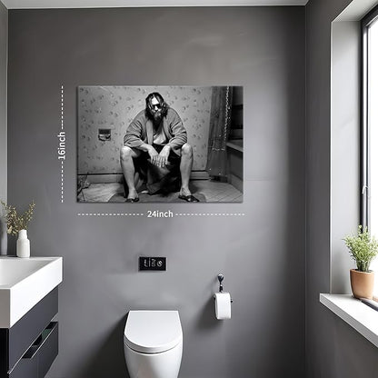 Funny Bathroom Wall Decor for Room Aesthetics - 90s Movie Posters Black and White Wall Art, Toilet Humour Amusing Cool Wall Art Funny Bathroom Signs 16x24 in