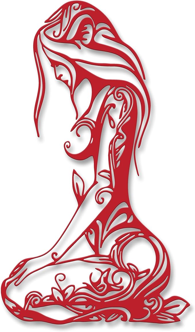 Xedatric Modern Abstract Metal Wall Art-Minimalist Line Sculpture for Bedroom,Living Room,Bathroom-Unique Metal Wall Decor for Home & Office(Red)