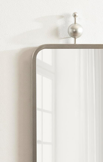 Kate and Laurel Kasota Traditional Slim Panel Wall Mirror, 9 x 36, Silver, Vintage Tall Mirror for Use as Versatile Entryway or Bedroom Wall Decor