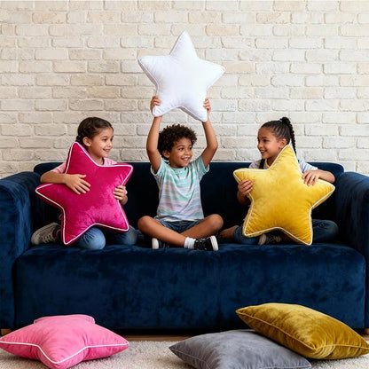 Star Pillow - 22 Inches White Pillows Decorative Throw Pillow Large Accent Cushion for Couch Bed Living Room White
