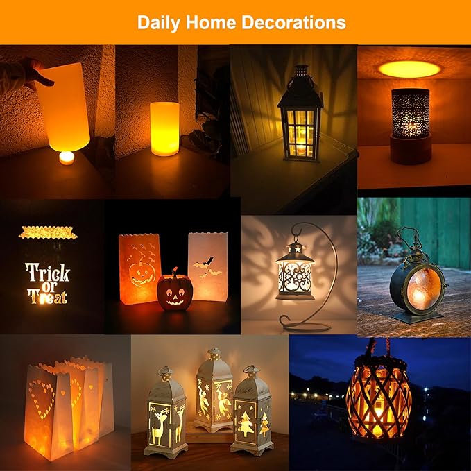 12 Pack Halloween Pumpkin Lights with Remote and Timer, Bright Flickering Battery Operated LED Light Flameless Candle Set for Pumpkin Décor Jack-O-Lantern Halloween Party Home Decorations, White Color
