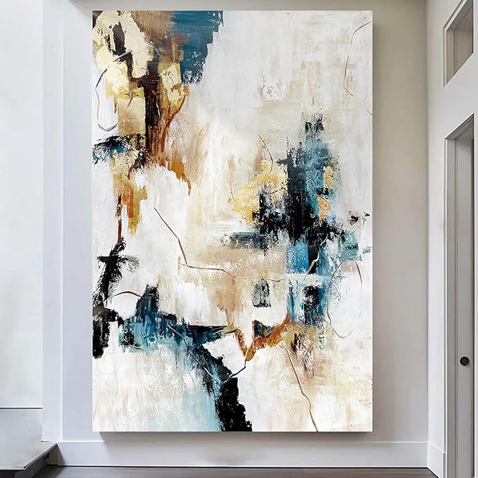Abstract Canvas Wall Art Yellow Teal Large Wall Decor Living Room Pictures for Bedroom Framed Artwork for Walls Home Decor