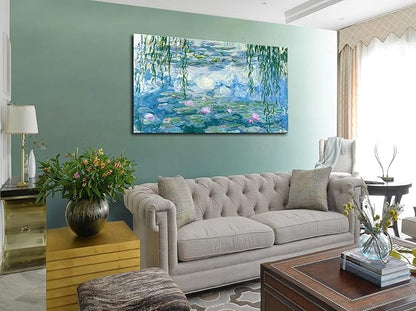 Claude Monet Canvas Wall Art - Water Lilies Classic Artwork Picture Print with Framed Painting for Home Office Wall Decor-16" x24"