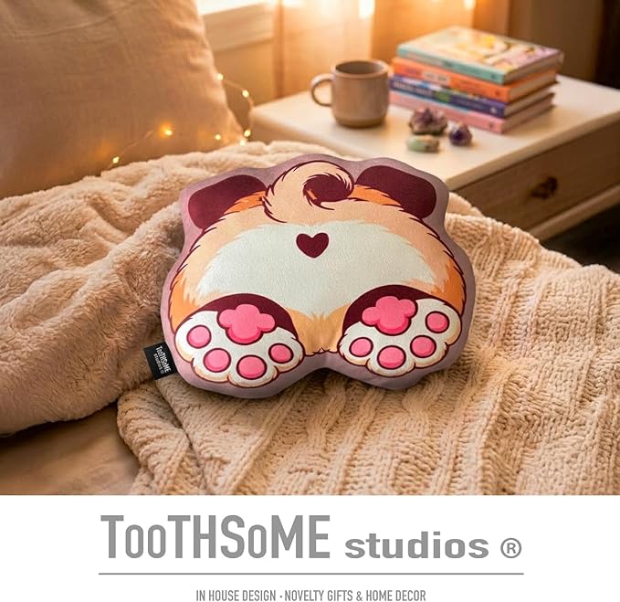 Toothsome Studios Pug Dog Shape Butt Pillow, Polyester Cotton Stuffed Throw, Novelty Animal Design, Multi-Color, 12 Inches (Pug)