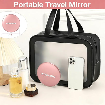 wobsion 10X Magnifying Tabletop Mirror, Touch Dimmable, 3 Color Temperature Adjustment, Auto Light Off, Rechargeable, Compact 4 inch x 0.8 inch