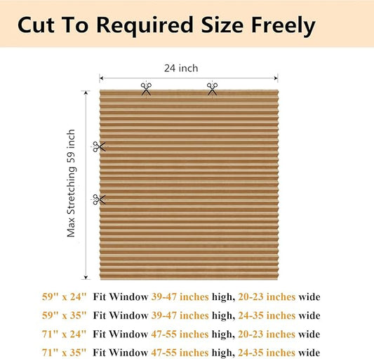 Window Blinds Cordless No Drill Cut to Size Clip On Stick On Self Adhesive Temporary Blinds Pleated Paper Blinds for Windows Doors Shades for Home Nursery Bedroom Kitchen Bathroom