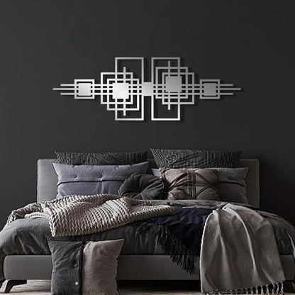 Cadeali Metal Abstract and Geometric Wall Decor, Metal Line Art Wall Decor, Abstract Minimalist Art, Modern Art, Indoor Outdoor Living Room, Bedroom,Office Hangings (35"x11"|90x30cm, Black)