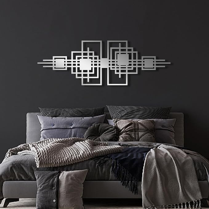 Cadeali Metal Abstract and Geometric Wall Decor, Metal Line Art Wall Decor, Abstract Minimalist Art, Modern Art, Indoor Outdoor Living Room, Bedroom,Office Hangings (29"x9"|76x25cm, white)