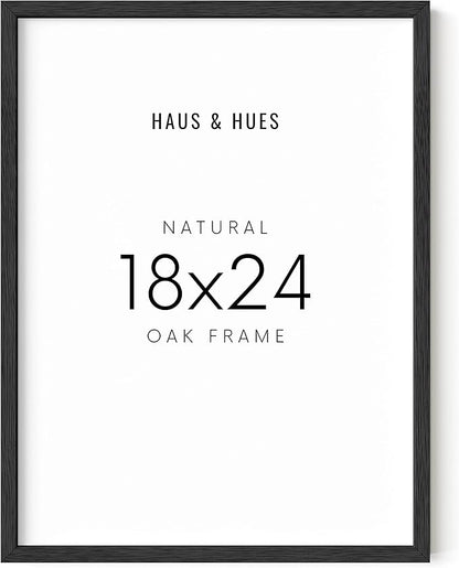 HAUS AND HUES 18x24 Black Oak Frame Set of 1 - Wooden Poster Holders for Wall Art
