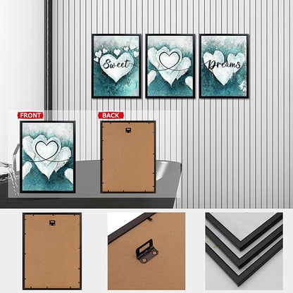 sechars Sweet Dreams Wall Decor Love Heart Painting Wall Art Modern Teal and Grey Bedroom Decorations (Teal)