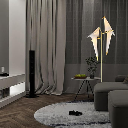 Bird Floor Lamp, 68" Bird Lamp Modern Gold Origami Swing Crane Floor Pendant Light Fixtures for Bedroom Dining Living Room