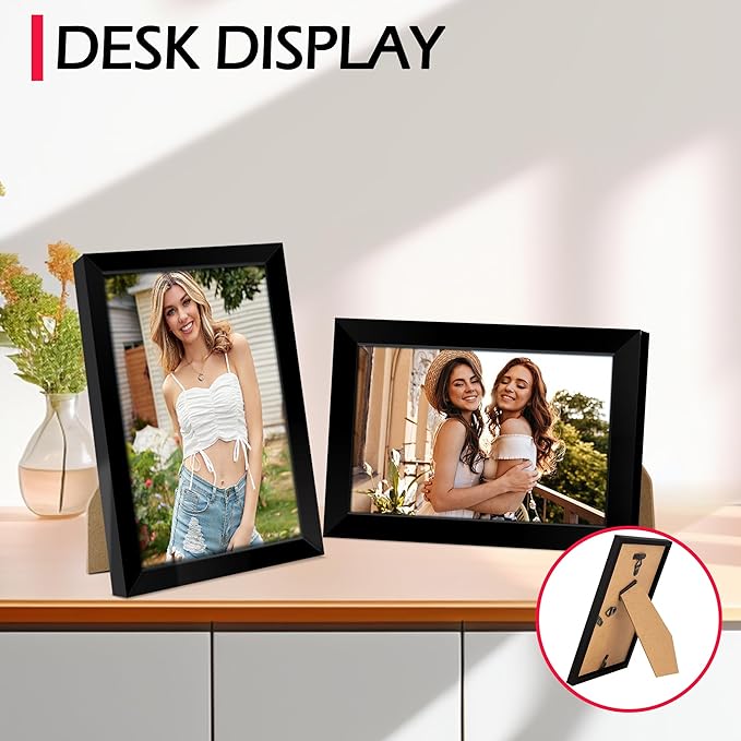 4x6 Picture Frames 2 Pack, 4 by 6 Black Photo Frame for Wall or Tabletop Display, Lightweight Poster Frame with HD Plexiglass, Horizontal or Vertical for Graduation Office Wall Home Decor