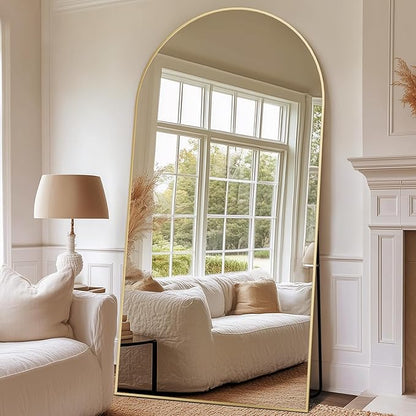 Full Length Mirror, 81"x41" Oversized Arched Mirror Large Standing Mirrors, Tall Mirrors Body Floor Mirror for Bedroom Living Room Aluminum Frame, Gold