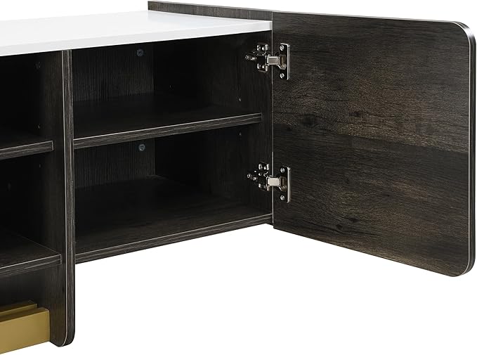 Modern Light Luxury TV Stand and Coffee Table Set of 2, Modern TV Console,Wood Center Tables with Spacious Top, Storage Cabinet & Open Adjustable Shelves for Living Room, White
