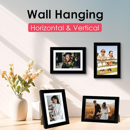 FIXSMITH 5x7 Picture Frame, Black Photo Frame with HD Plexiglass, Display Pictures 4x6 with Mat or 5x7 Without Mat Multi Picture Frames Collage for Tabletop or Wall Display, 2 Pack