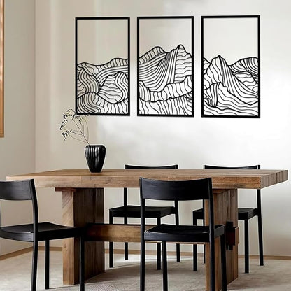 Resama Mountain Metal Wall Art Decor Large Mountains Line Wall Decor Minimalist Abstract Single Line Hanging Wall Sculpture for Living Room Bedroom Office