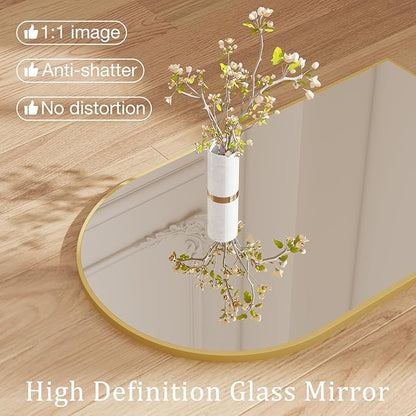 DUMOS Gold Metal Arch Vanity Rounded Rectangle Bathroom Mirrors for Over Sink Wall, 21x30 Inch Large Matte Mirror, Modern Decorative for Restroom, Farmhouse