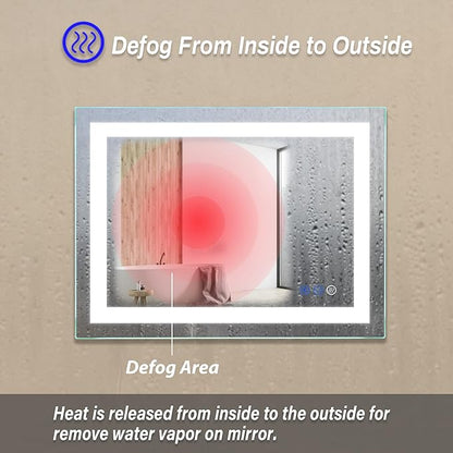 36"x 28" LED Bathroom Mirror with Light, Anti-Fog, Dimmable, Color Temperature Adjustable 3000-6000K, Memory Function Led Wall Mirror for Bathroom, Vanity (Vertical/Horizontal)