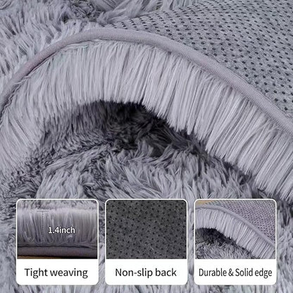 Area Rug for Living Room 6x9, Ultra Soft Shaggy Area Rugs for Bedroom, Upgrade Non-Slip Plush Fuzzy Carpet for Bedroom Girls Boys Room Home Nursery Teens Modern Indoor Home Dorm Decor, Grey