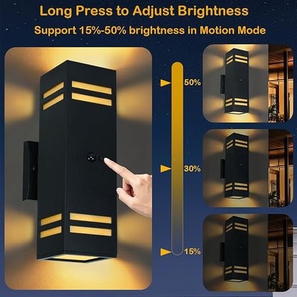 iYogaled Dusk to Dawn Motion Sensor Porch Light with 3 Lighting Modes, Aluminum Exterior Light Fixtures,25ft Detection Range Waterproof Sconce for Entryway, Patio, Garage,ETL Listed（Bulbs Inclued）