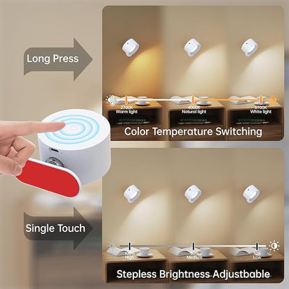 AKSDA 3Pack Battery Operated Wall Sconce, 3 Color Modes 3 Brightness Levels 360°Rotation Lighting Timer Touch & Remote Control, Wall Mounted Lamp LED Wall Lights for Bedroom Reading Bedside (White)