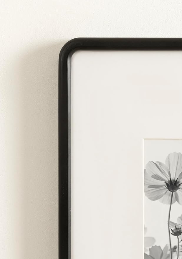 Kate and Laurel Inglewood Modern Wall Picture Frame Set of 3; 16x20 matted to 8x10; Black; Three-Piece Frame Set for Gallery Wall Accent Set in Living Room Decor