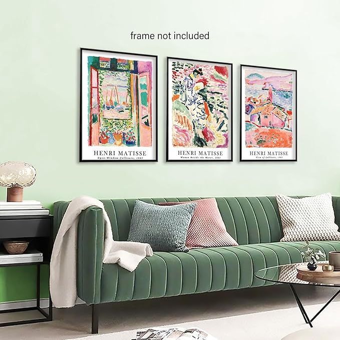 LYPHNX Henri Mattise Poster Wall Art Colorful Abstract Prints Set of 3 Vintage Aesthetic Canva Painting Picuter Floral Botanical Home Decor for LIving Room Bedroom Girls Room 16"x24" Unframed