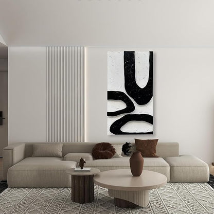 NANKAI Art 48x24 Inch white and black thick texture Abstract Oil painting Hand painted modern minimalist oil painting home office corridor wall decorative art