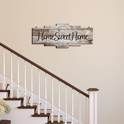 Jetec Home Sweet Home Sign, Rustic Wood Room Wall Decor, Farmhouse Plaque Wall Hanging Wooden Sign for Bedroom, Living Room, Wedding Decor(Gray)