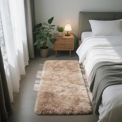Fluffy Rug Shag Area Rug, Mottling Beige 2x4 Area Rugs for Bedroom, Small Bedside Rug, Soft Fluffy Shag Entryway Throw Rugs for Living Room Bedroom Kids Room Home Decor