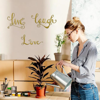 ESTART 3 Pieces Gold Metal Letter Sign Decor 'Live Laugh Love' WordArt Wall Art Decor for Home Indoor Outdoor Bedroom Living room Bathroom and Office (Gold)