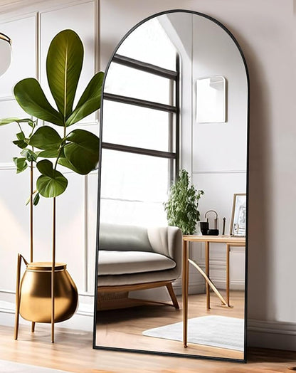 ITSRG Floor Mirror, Full Length Mirror with Stand, Arched Wall Mirror, 27"x71", Black Floor Mirror Freestanding, Wall Mounted for Bedroom Living Room, Black