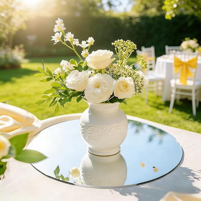 12PCS Acrylic Round Mirrors for Centerpieces for Tables, Round Mirrors Trays Plates for Centerpieces,Wedding Anniversary Christmas Valentine Christmas Party Decorations (6inch/15cm)