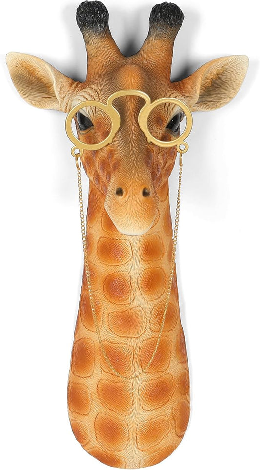 UITWMKTG Simulated Animal Head Wall Decor Colored Animal Sculptures Wall Mount 3D Wall Art Decoration for Home Bedroom Living Room Decor Giraffe