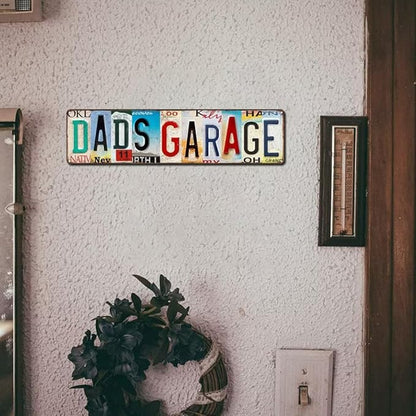 Dad Sign - Dad's Garage Metal Sign - Perfect Gifts for Dad From Daughter or Son, Step Dad Gifts, Things To Get Your Dad For Christmas, License Plate Design Garage Signs for Men