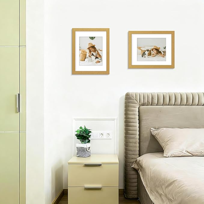Picrit 11x14 Picture Frame Set of 12, Display 8x10 with Mat or 11x14 without Mat, Photo Frames for Wall Mounting or Table Top Display, Gold