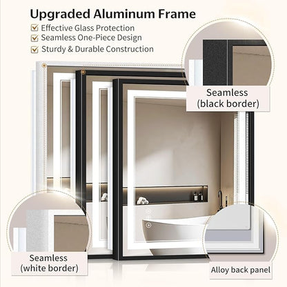 30"x36" LED Bathroom Mirror with Lights, Front & Backlit, Anti-Fog, Dimmable, 3 Color Temperature, CRI 90+, LED Mirror for Bathroom with Premium Full Aluminum Frame, Touch Control with Memory