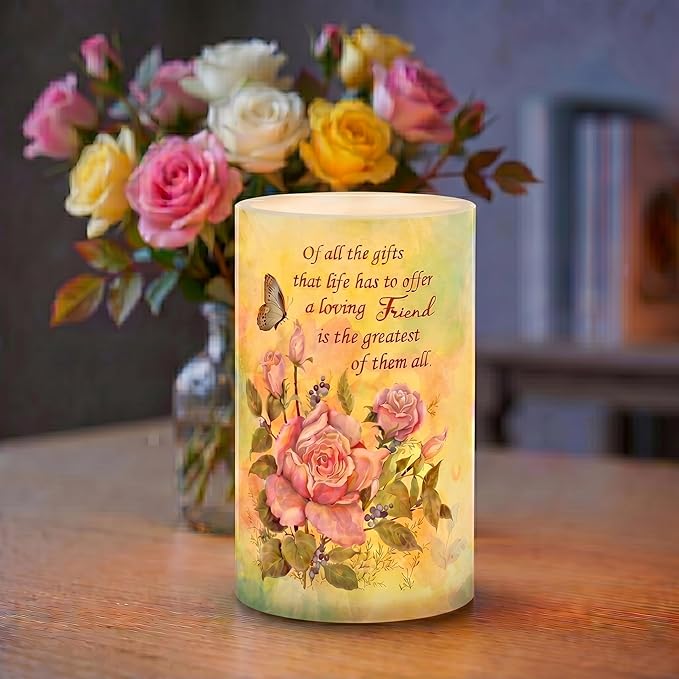Real Wax Flameless Candle 4x6,Butterfly Rose Flickering LED Pillar Candle with Timer, Battery Operated, Romantic Floral Decor, Wedding & Valentine Centerpiece, Anniversary Decor for Wife or Girlfriend