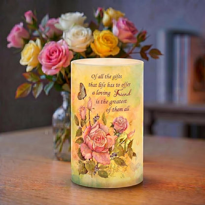 Real Wax Flameless Candle 4x6,Butterfly Rose Flickering LED Pillar Candle with Timer, Battery Operated, Romantic Floral Decor, Wedding & Valentine Centerpiece, Anniversary Decor for Wife or Girlfriend