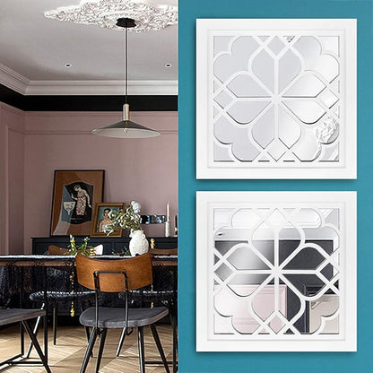 Wocred Set of 2 Mirrors Square Wall Mirror,Gorgeous Rustic Farmhouse Accent Mirror,White Color Entry Mirror for Bathroom Renovation,Bedrooms,Living Rooms and More(12”x12”)
