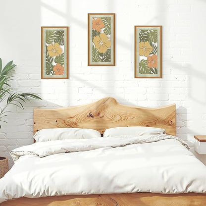 Celestdeco 3 Pcs Boho Flower Market Wall Decor Floral Botanical Modern Wood Wall Art Bohemian Floral Hanging Decor Abstract Minimalist Wooden Art for Living Room Bedroom Office 7.9 x15.8 Inch