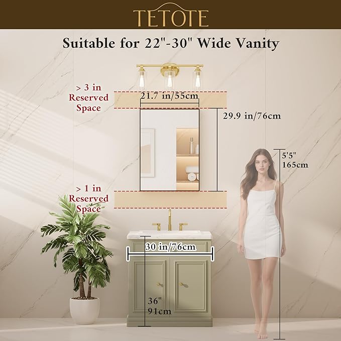 TETOTE Black Bathroom Mirror 22" x 30" Matte Black Vanity Mirror for Over Sink, Tempered Glass, Modern Farmhouse Rectangle Frame Wall Mirrors for Bathroom, Living Room, Bedroom, Entryway