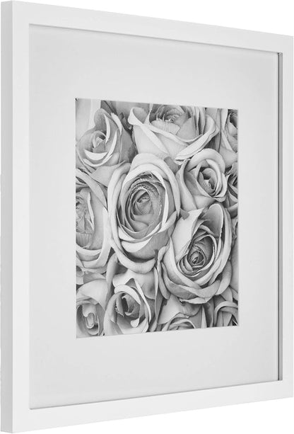 Gallery Perfect 12x12 Picture Frames, 9 Piece Set with Real Glass Cover for 8x8 Photos With Mat, Picture Frames Collage Wall Decor for Gallery Wall, Home Decor, White