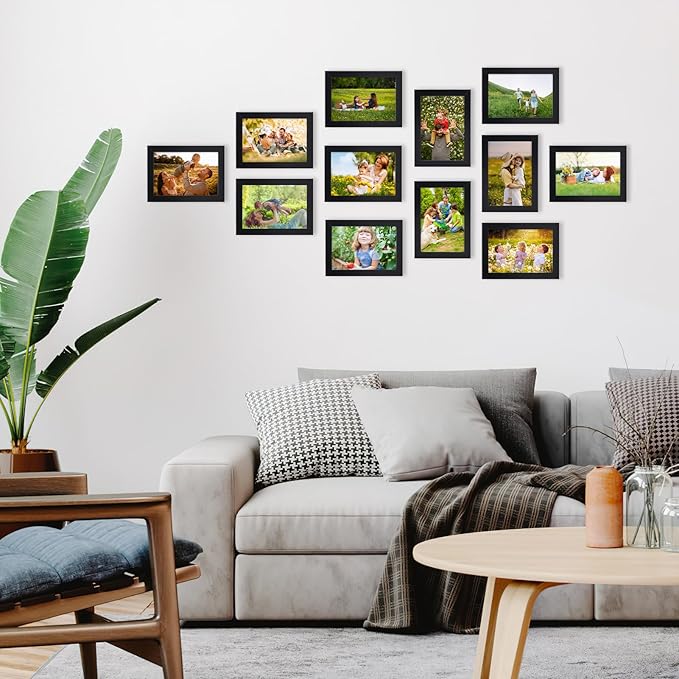 Hoikwo 18 Packs 3.5x5 Black Multi Plastic Picture Frames Set with Plastic Cover for Family Photos, Artwork, Light Weight Bulk Frames Pack for Wall Hanging and Table, Stylish Picture Frames