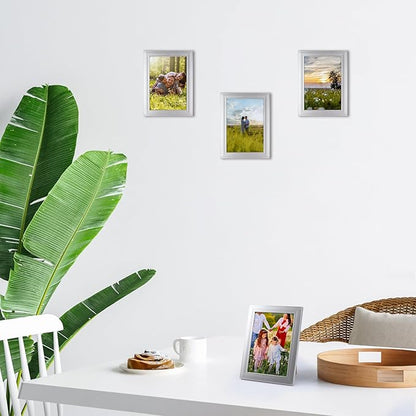 Giftgarden 5x7 Picture Frame Silver Set of 12, Multi Modern 5 by 7 Photo Frames Bulk for Wall or Tabletop Display